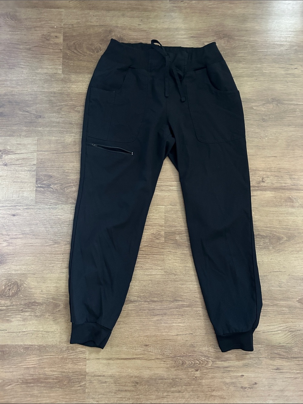 HeartSoul Black Women's Jogger Scrub Pants with Zip Pocket